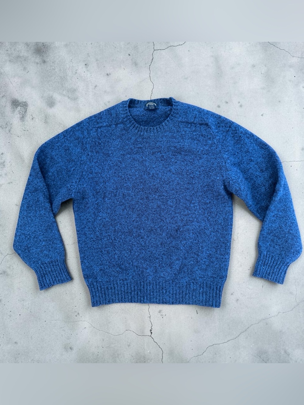 90s Vintage GAP Old Tag Shetland Wool Blue Marled England Crewneck Sweater Men M